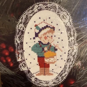 Lace Counted Cross Stitch Kit Christmas Ornament  Drummer Boy NEW Sealed 1992 - Picture 1 of 6