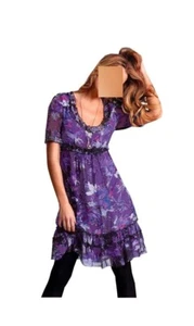 JOB LOT BRANDED PRINT DRESS PURPLE PARTY SIZE 40 0911607497 - Picture 1 of 1