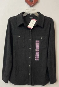 Members Mark Womens Small Black Cozy Button Down Soft Stretchy Shirt NWT! A3944 - Picture 1 of 4