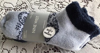 Meias femininas Nine West aconchegantes tamanho 9-11 - 2 pares de meias corte baixo AZUL novas - Imagem 1 de 4