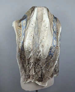 Loredano Biege Light Blue Silk Scarf - Picture 1 of 3