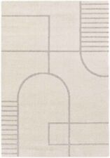 Porto Cream Silver Geometric Modern Floor Rug - 3 Sizes