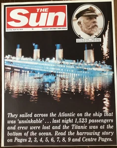 PÓSTER/PERIÓDICO 1912 1 PÁGINA: “EL INSUMERGIBLE TITANIC SE HUNDE EN EL VIAJE INAUGURAL” - Imagen 1 de 17