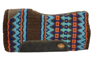 Klassy Cowgirl Barrel Style Brown & Turquoise Memory Felt Saddle Pad - Picture 1 of 1