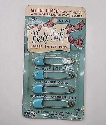 Vintage NOS Baby-Safe Diaper Saftey Pins Scovil #46 Oakville CT Advertising  • 20.63$
