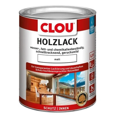 Clou Holzlack Grundierung Klarlack Aqua matt L 11 750 ml - Bild 1 von 2