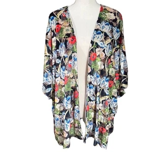 Umgee Kimono Cardigan Floral Velvet Burnout Womens Small Medium S/M Ruana - Picture 1 of 9