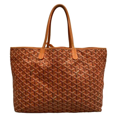 Auth GOYARD Saint Louis PM Orange Coated Canvas Leather Tote Bag - Image 1 of 4