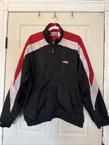 Vintage Fila Men’s Windbreaker, XL, Black With Red And White Colorblock - Picture 1 of 7