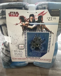 Star Wars The Falcon Fleece-Überwurfset ohne Nähen fertig Größe 48x60 NEU - Bild 1 von 9