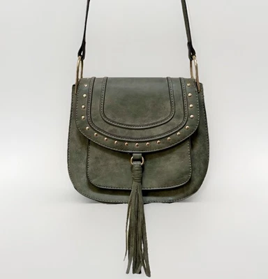 Bandolera Franco Sarto Mujer Verde Gris, Borlas, Boho, Cierre Magnético Foto 1 de 4