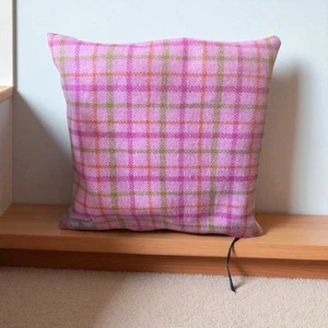 Almohada Harris Tweed Lana Rosa Verde Naranja Cuadros Preppy 15x15 - Imagen 1 de 4