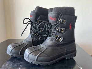 New Polo Ralph Lauren Black Brasher Boots Big Boys Kids Youth Unisex Size 3.5 - Picture 1 of 7