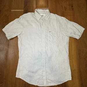 Camisa Lacoste Para Hombre 40 Mediana Manga Corta 100% Lino Abotonada Preppy - Imagen 1 de 11