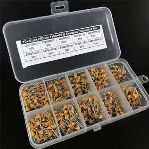 Kit assortito condensatore ceramica multistrato scatola 10pF~680pF (100~681) 10 valori x50 - Foto 1 di 3