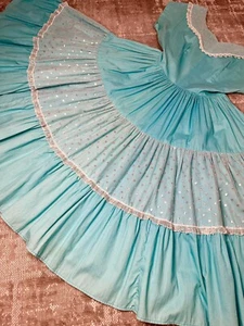Vintage 1950s Patio Dress / Circle Skirt Flower Squaw Fiesta USA Sz Medium - Picture 1 of 17