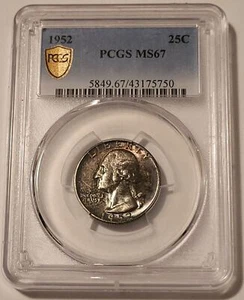 PCGS 1952 Washington Quarter MS67 Toned GSH - Picture 1 of 4