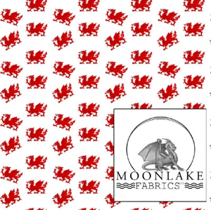 Welsh Dragon Ddraig Goch Repeat 100% Qualität Baumwolle Popeline Stoff *Exklusiv*  - Bild 1 von 7