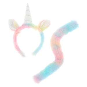 Claire's Club Pastel Unicorn Headband Dress Up Set Unicorn Tail Hair Accessories - Picture 1 of 6