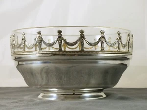 Plato antiguo tazón de fruta francés de cristal y plata de ley 925 cesta - Imagen 1 de 11