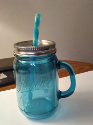 Taza Aladdin Mason Jar con pajita azul Foto 1 de 4
