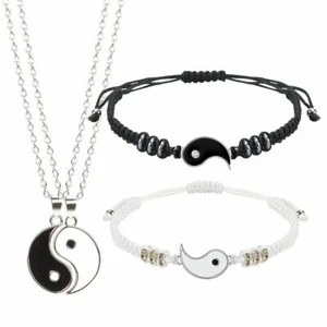 Yin Yang Best Friends Or Couples Necklace Bracelets Gift Long Distance DIY Charm - Picture 1 of 14