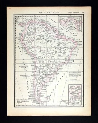 1882 Watson Map South America Brazil Colombia Peru Argentina Chile Patagonia - Image 1 of 4
