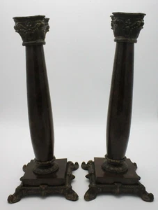 Candelabro estilo victoriano castellano color marrón bronce metal soporte de colección - Imagen 1 de 11