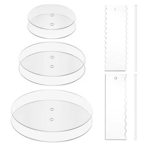 Acrylic Round Cake Discs Set 6.5 8.5 10.5 2 Circles Each Size 158 Mil Thick - Picture 1 of 7