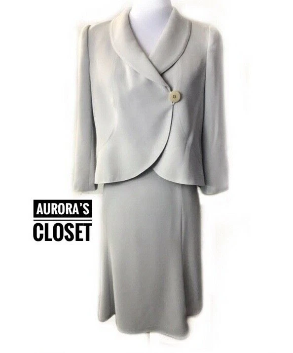Armani Collezioni 2 Light Blue Skirt Suit Antinea IT38 40 Cropped Jacket $1500 - Image 1 of 4