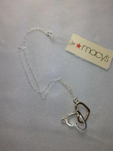 Macy's 925 Sterling Silver Double Heart Pendant Necklace - New - Picture 1 of 1
