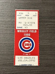 1990 LA Dodgers at Chicago Cubs Ticket Stub Wrigley Field Greg Maddux 8 Innings - Picture 1 of 2