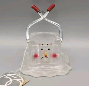 Department 56 Schmelzender Eiswürfel Schneemann Zange Glas Teelicht Kerzenhalter Etikett - Bild 1 von 8