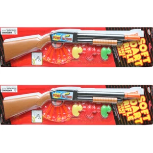 SET OF 2 - Soft Throw Dart Rifle Shotgun Toy, Pump Action, Kid Hunter Game - Picture 1 of 8