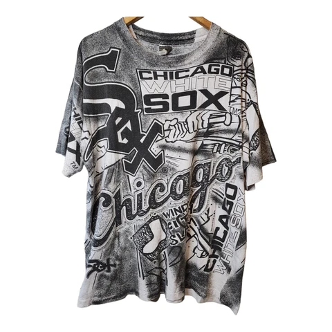 Vintage 90s Chicago White Sox AOP Shirt Trench 1991 XL Hip Hop Streetwear Grail Cover