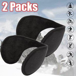 2x Fleece Ear Muffs for Men & Women Winter Ear Warmers Behind the Head Ear Cover