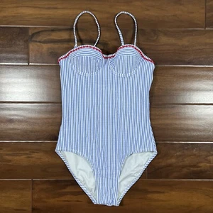 J. Crew Size 0 Blue Striped Underwire Seer Sucker One Piece Swimsuit L5851 - Picture 1 of 11