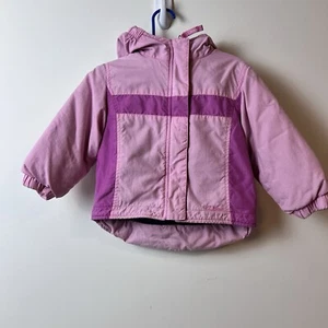 LL Bean Pink Coat 12-18 Months Winter Snow Fleece Lining Jacket Hood Full Zip - Picture 1 of 5