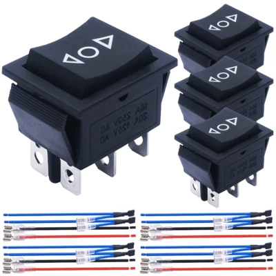 4Pcs Momentary Motor Polarity Reverse Rocker Switch DC 20A 12V DPDT 6 Pin 3 - Image 1 of 4
