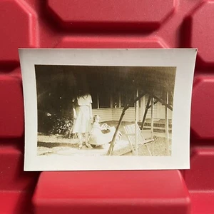 Young Girl Riding In Pedal Car Outside 3 3/4 x 2 3/4 Photograph Vintage 1940s - Picture 1 of 2