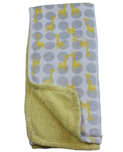 Carter's Gray Polka Dot Giraffe Yellow Sherpa Fleece Baby Blanket Lovey Unisex - Picture 1 of 6