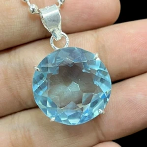 Blautopas 925 Silber plattiert Handarbeit Halskette Set von 10,7" - Bild 1 von 4