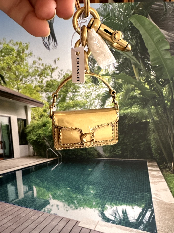 Coach Iconic Metal 3D Tabby Bag Charm Brass Keychain Key Fob CS246 Brass