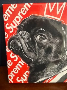 Supreme x Oliver Gal Leinwand Schwarzer Mops Wandbild 14 x 11 Limited Edition - Bild 1 von 3