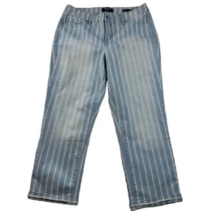 Nine West Women's Striped Light Blue Jeans Chrystie Capri Size 10 - Picture 1 of 12