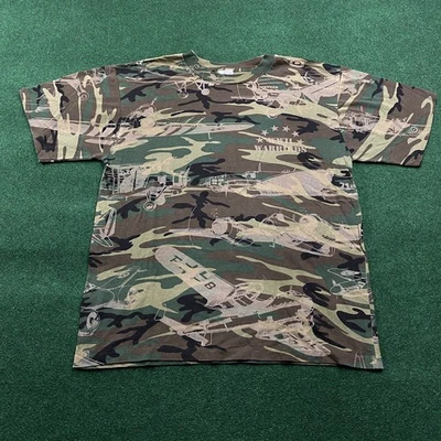 Vintage Warbirds Camo Shirt Mens L Brown 90S Camouflage Military Tee USA MADE - image 1 of 4