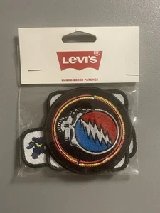 Levis x Grateful Dead bestickte Patches Rosen Steal Your Face Bären versiegelt NEU - Bild 1 von 2