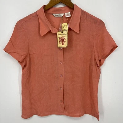Camisa Hawaiana Tommy Bahama Para Mujer M Rosa Naranja 100% Seda Nueva Con Etiquetas Foto 1 de 4