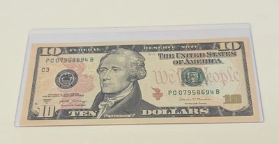 USA Ten Dollars, 2017-A, Federal Reserve Note, Position Number Bleed Through Unc - Image 1 of 2