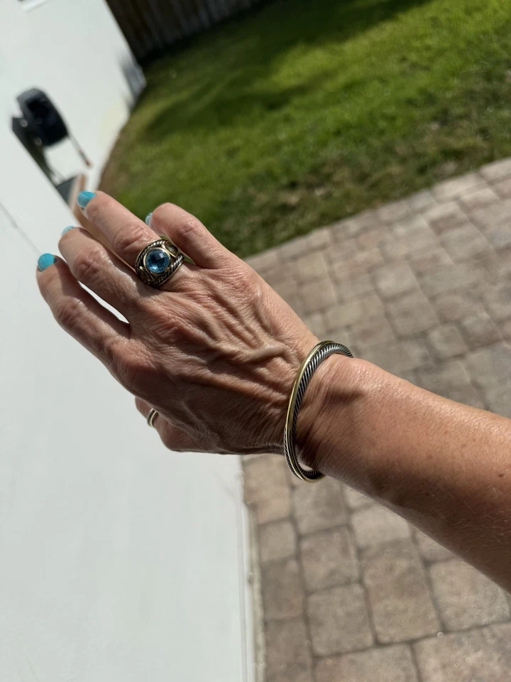 David Yurman Pulsera Cruzada y Topacio Renacimiento Cóctel Anillo Talla 7 Foto 1 de 4